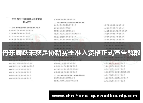 丹东腾跃未获足协新赛季准入资格正式宣告解散